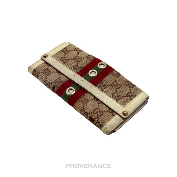 🔴 Gucci GG Canvas Long Wallet - White with Web - Picture 3 of 8